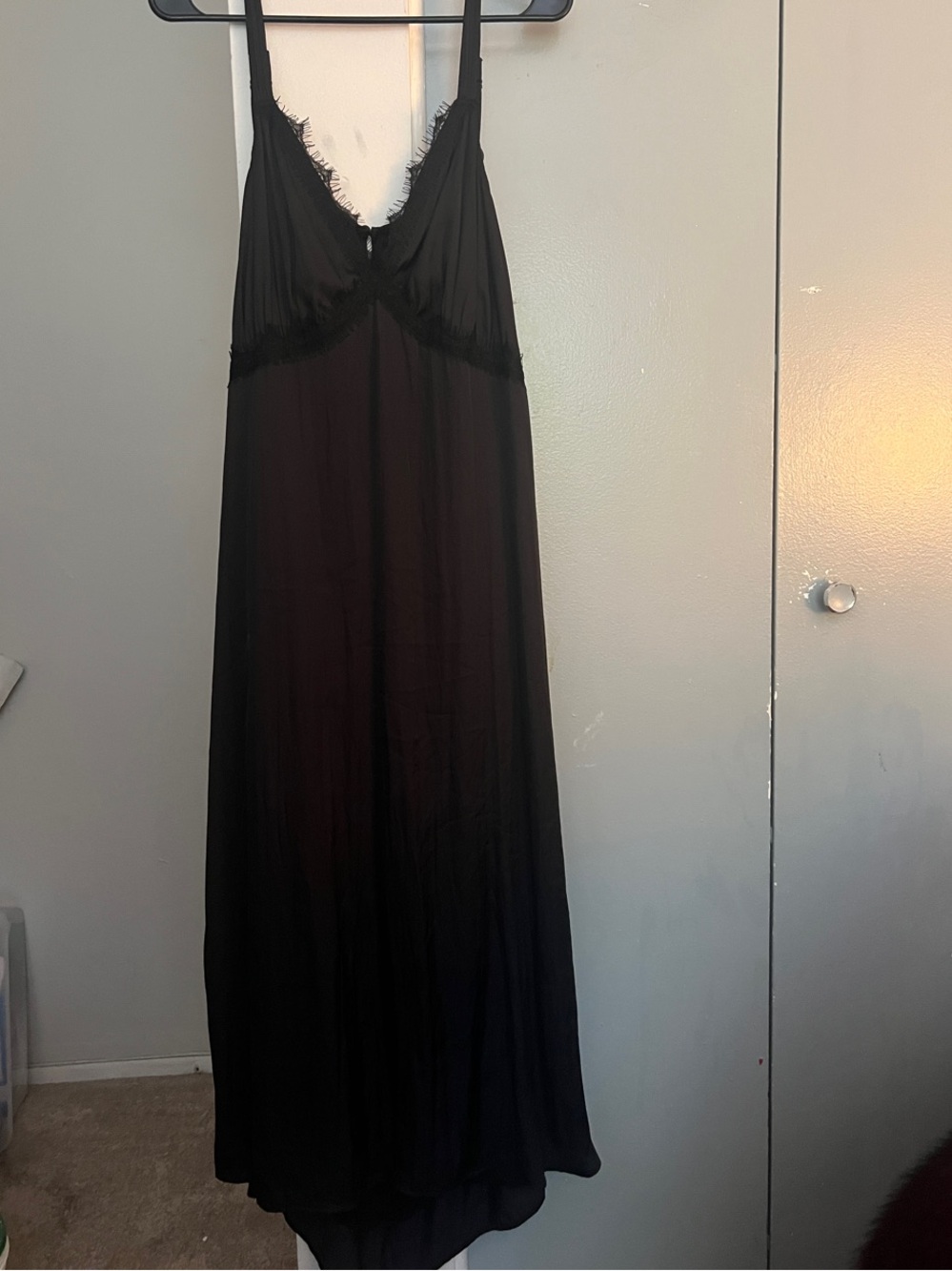 Old Navy Black Sheer Lace-Trim Long Slip